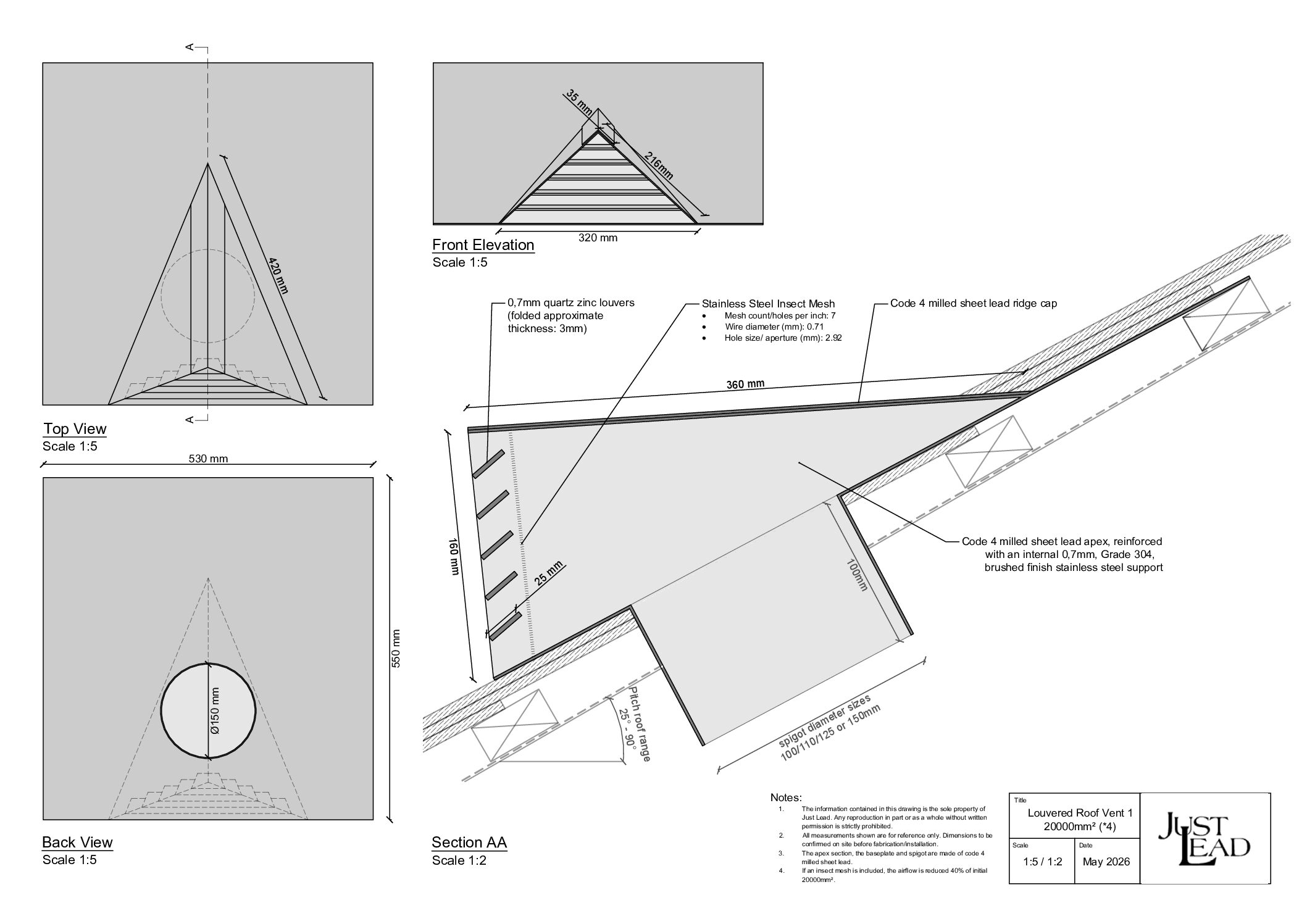 Alternative view of Louvered Roof Vent 1 - 20,000mm²