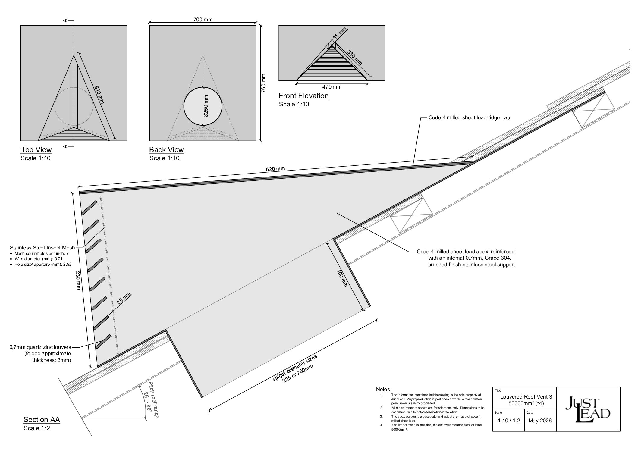 Alternative view of Louvered Roof Vent 3 - 50,000mm²