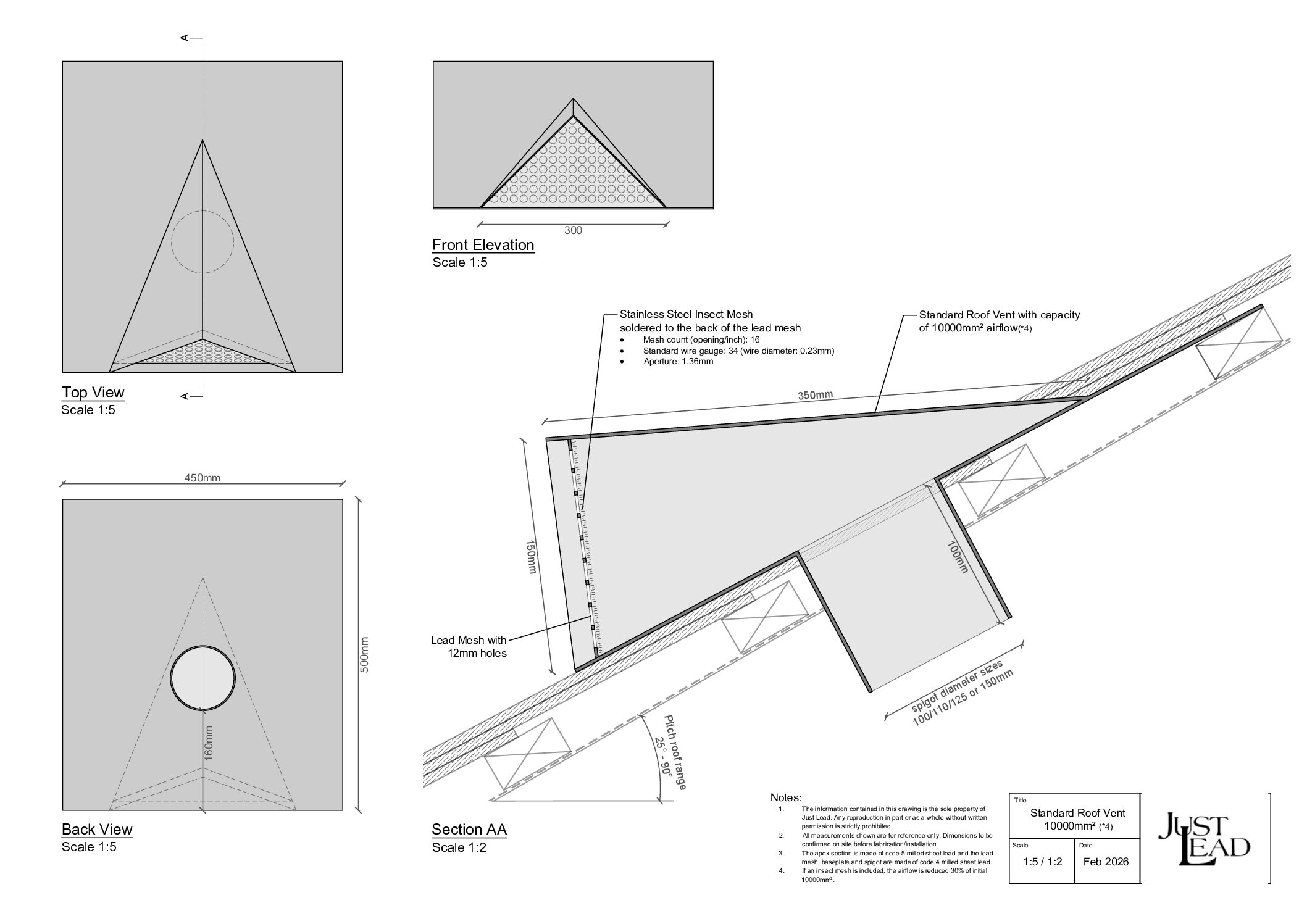 Alternative view of Standard Lead Vents For Pitched Roofs - 10,000mm²